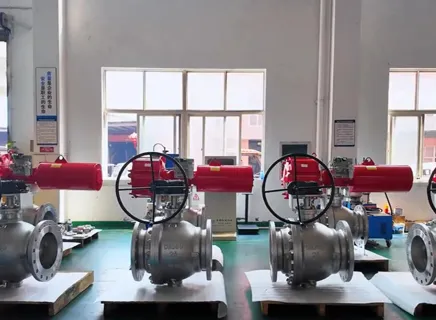 Pneumatic trunnion mounted ball valves